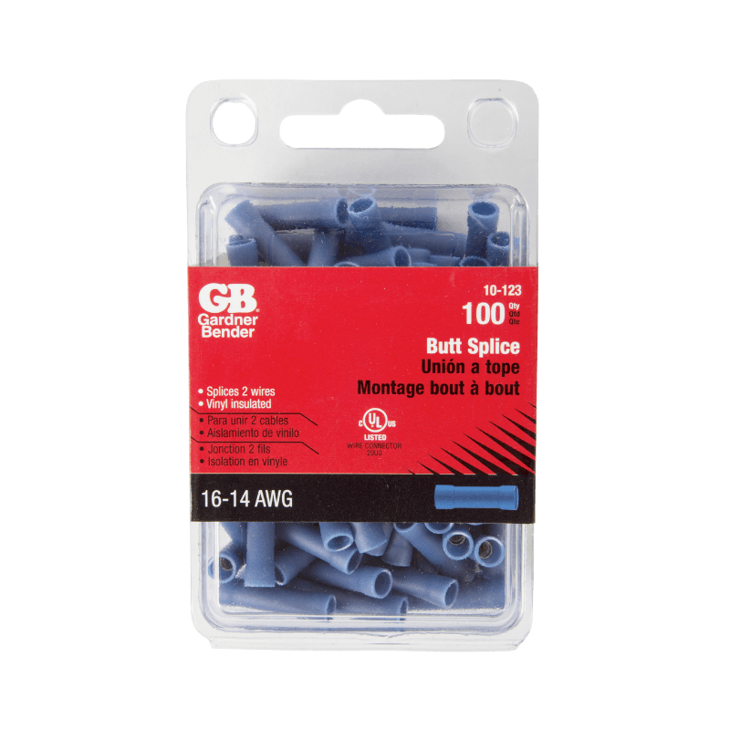 Gardner Bender 16-14 Ga. Insulated Wire Butt Splice Blue 100-Pack. | Wire Caps & Nuts | Gilford Hardware & Outdoor Power Equipment
