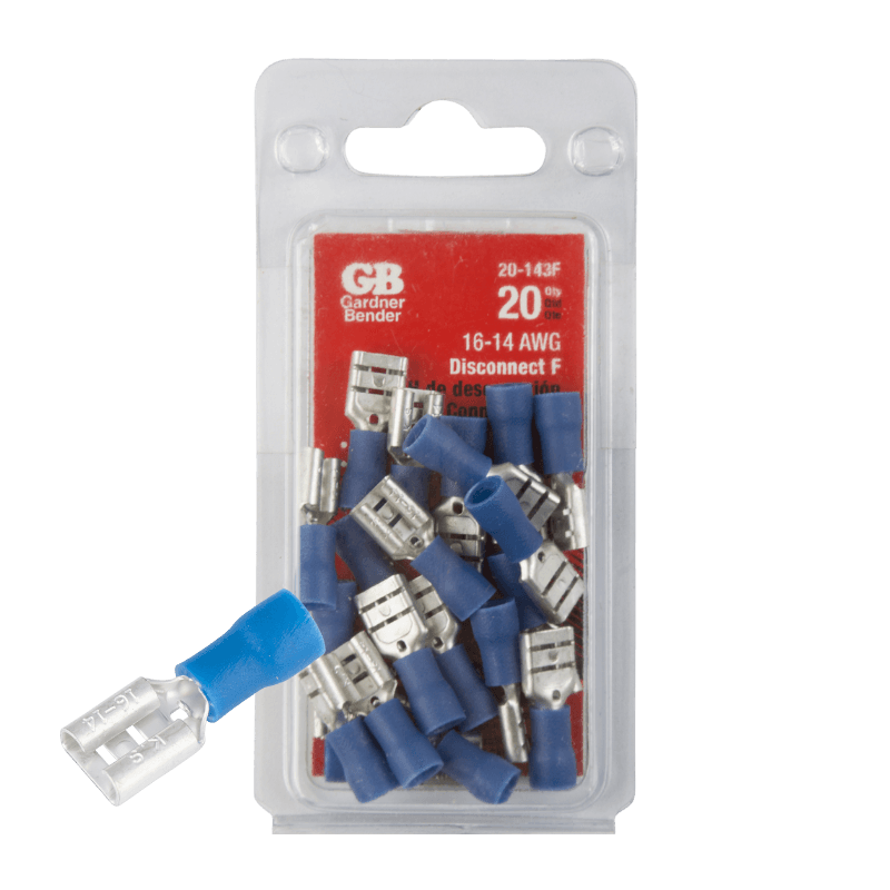 Gardner Bender Insulated Wire Female Disconnect Blue 16-14 Ga. 20-Pack. | Wire Terminals & Connectors | Gilford Hardware & Outdoor Power Equipment