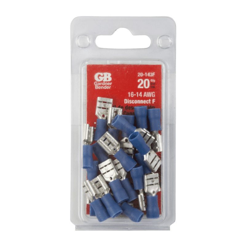 Gardner Bender Insulated Wire Female Disconnect Blue 16-14 Ga. 20-Pack. | Wire Terminals & Connectors | Gilford Hardware & Outdoor Power Equipment