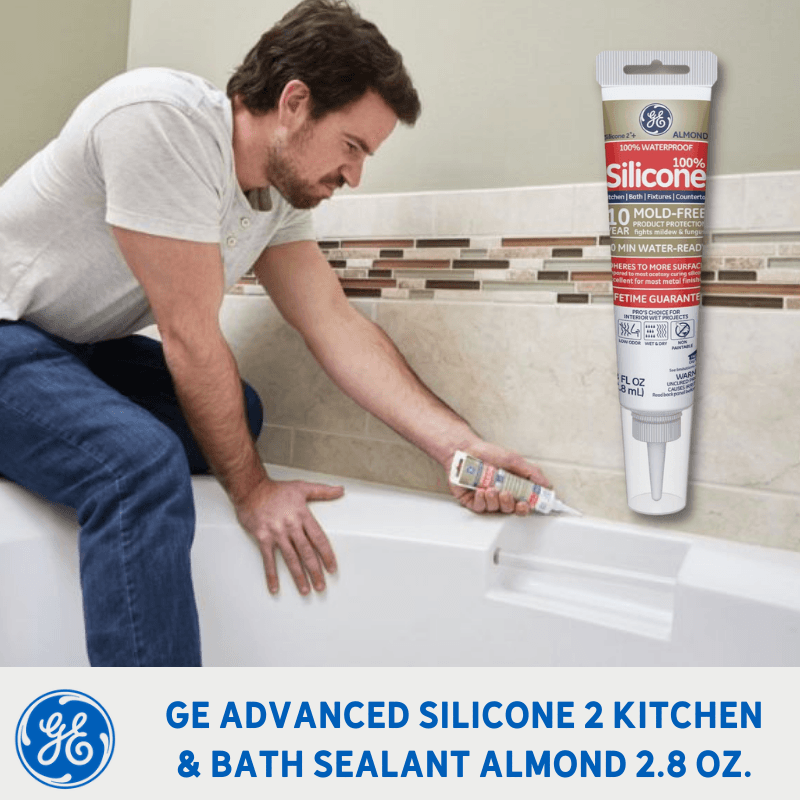GE Advanced Silicone 2 Kitchen and Bath, Tub and Tile 2.8-oz Clear Silicone  Caulk