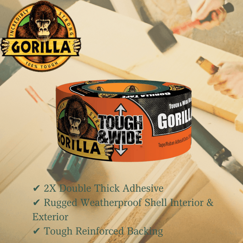 Gorilla Black Duct Tape Tough & Wide 2.88 in x 30 yd | Gilford Hardware 