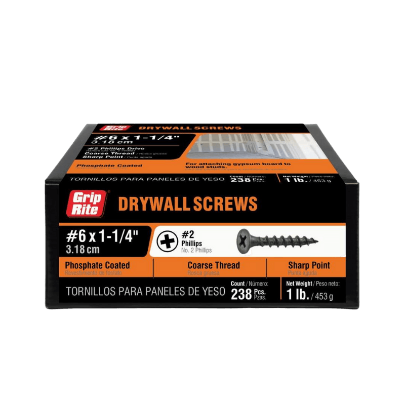 Grip-Rite Phillips No. 6 Drywall Screws 1-1/4 in. 1 lb.  | Gilford Hardware 