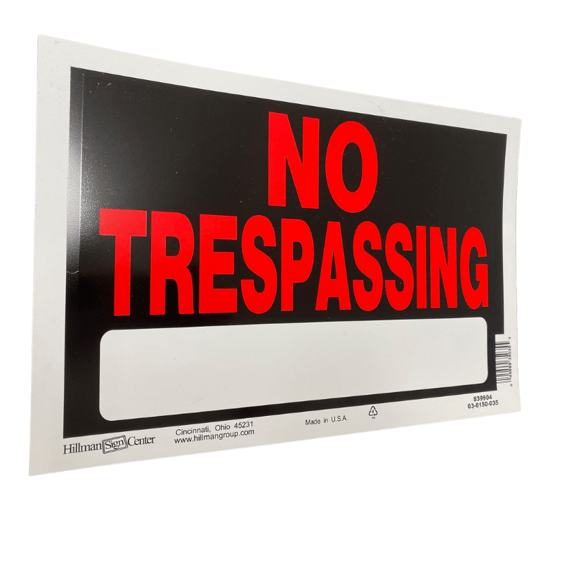 Hillman No Trespassing Sign 8" x 12" | Gilford Hardware 