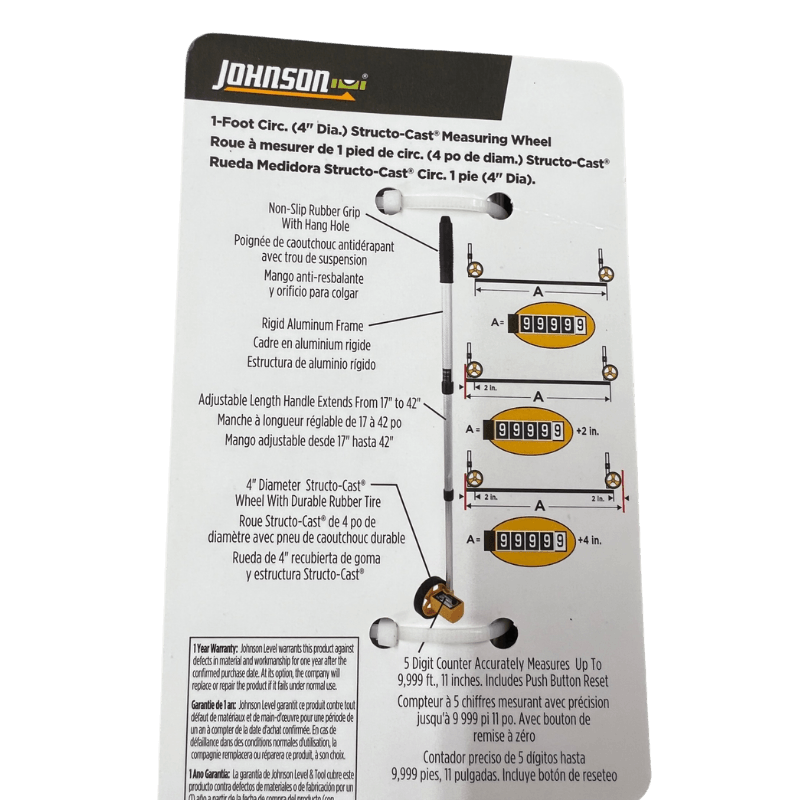 Johnson Measuring Wheel 1-Foot Circ. (4" Dia.) | Gilford Hardware