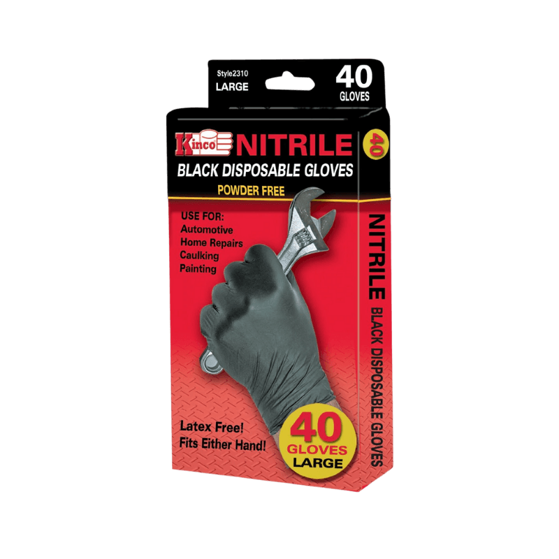 Kinco Nitrile Disposable Gloves Large Black Powder Free 40-Pack. | Safety Gloves | Gilford Hardware & Outdoor Power Equipment