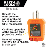 Thumbnail for Klein Tools AC/DC Voltage and GFCI Receptacle Outlet Test Kit | Voltage Tester | Gilford Hardware