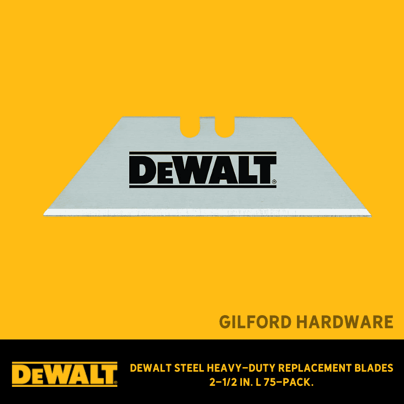 DeWalt Steel Heavy-Duty Replacement Blades 2-1/2 in. L 75-Pack. | Craft Knife Blades | Gilford Hardware & Outdoor Power Equipment