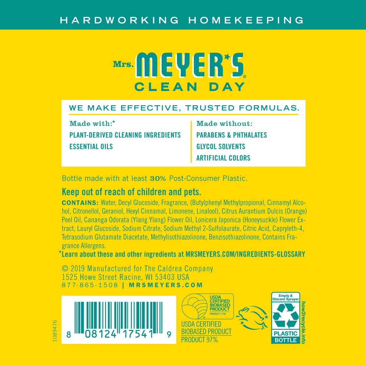 Mrs. Meyer's Organic Multi-Surface Cleaner Honeysuckle | Disinfectant | Gilford Hardware & Outdoor Power Equipment