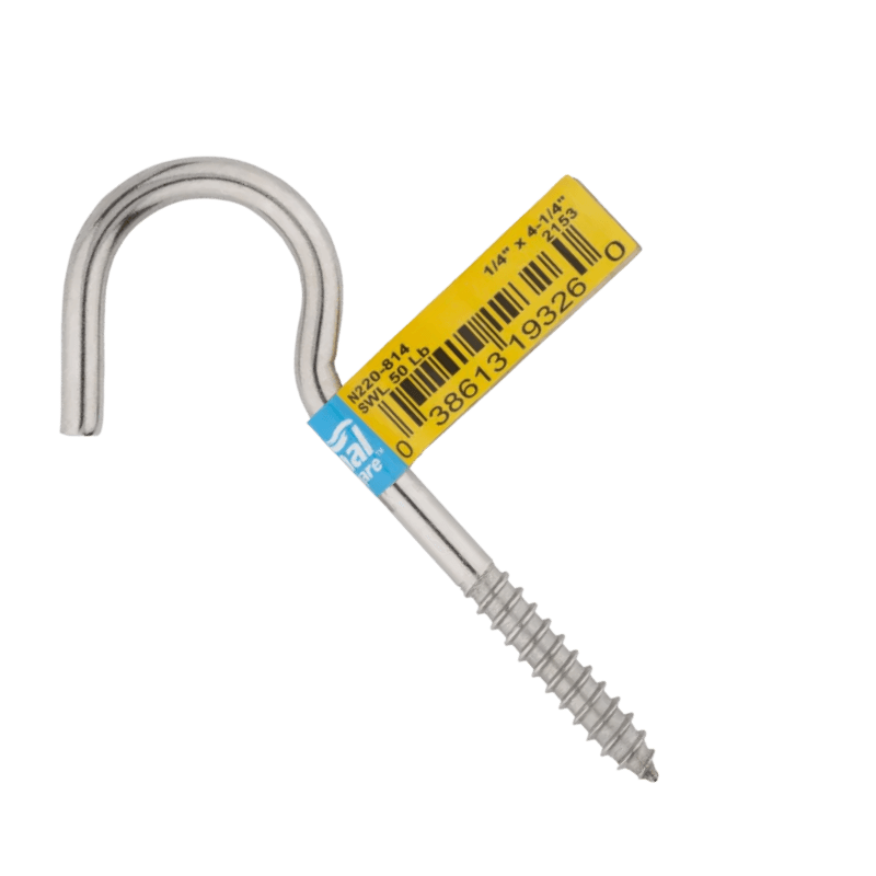 National Hardware Screw Hook Stainless Steel 1/4" x 4-1/4" | Gilford Hardware