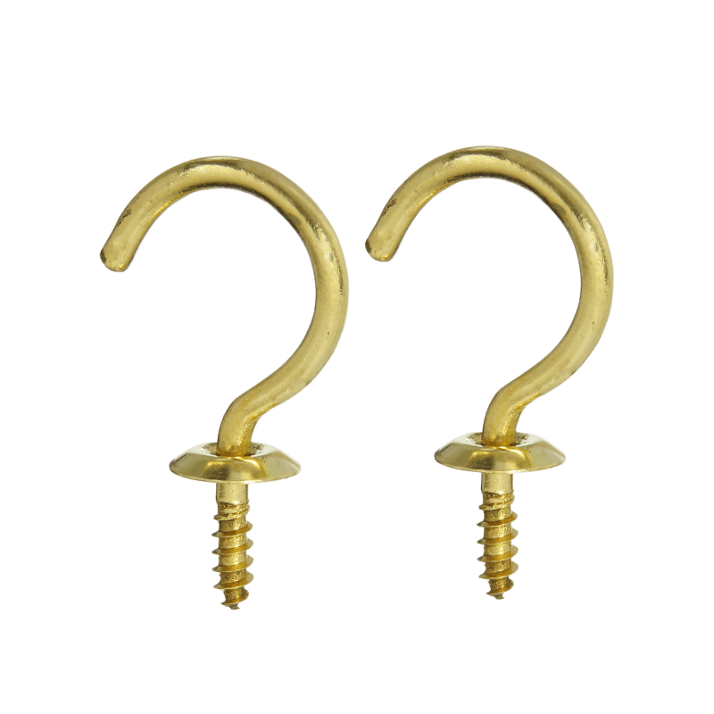 National Hardware Cup Hook Solid Brass 1-1/4" 2-Pack. | Hardware Fasteners | Gilford Hardware