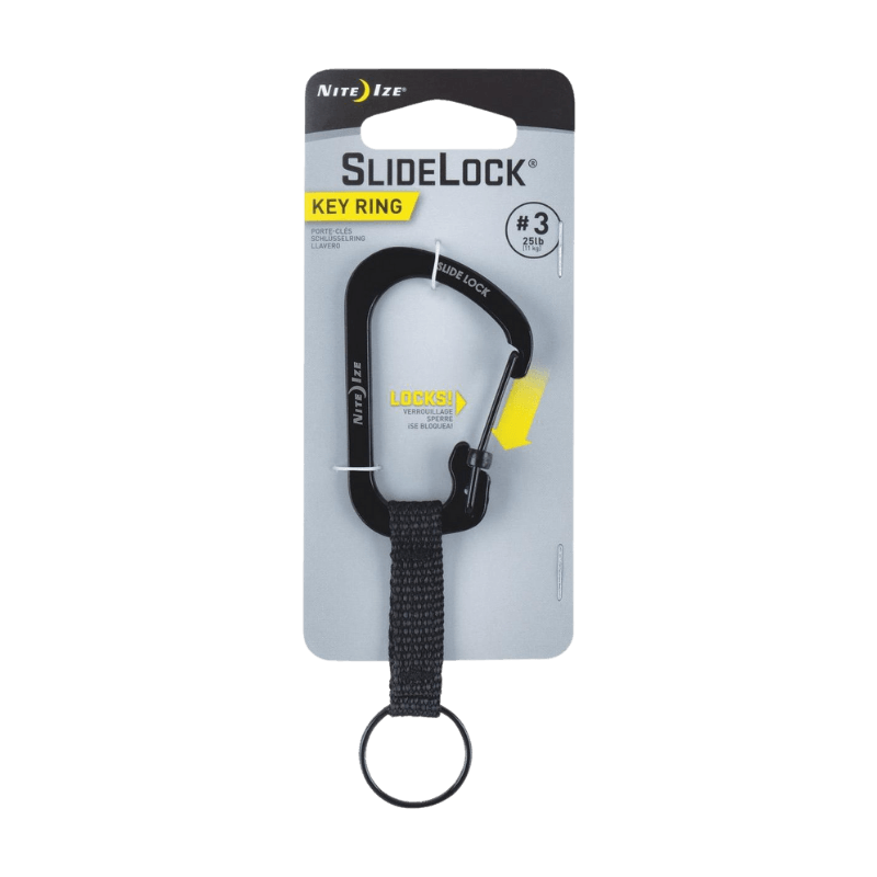Nite Ize SlideLock Black Carabiner Key Ring 1.5 in.  | Gilford Hardware