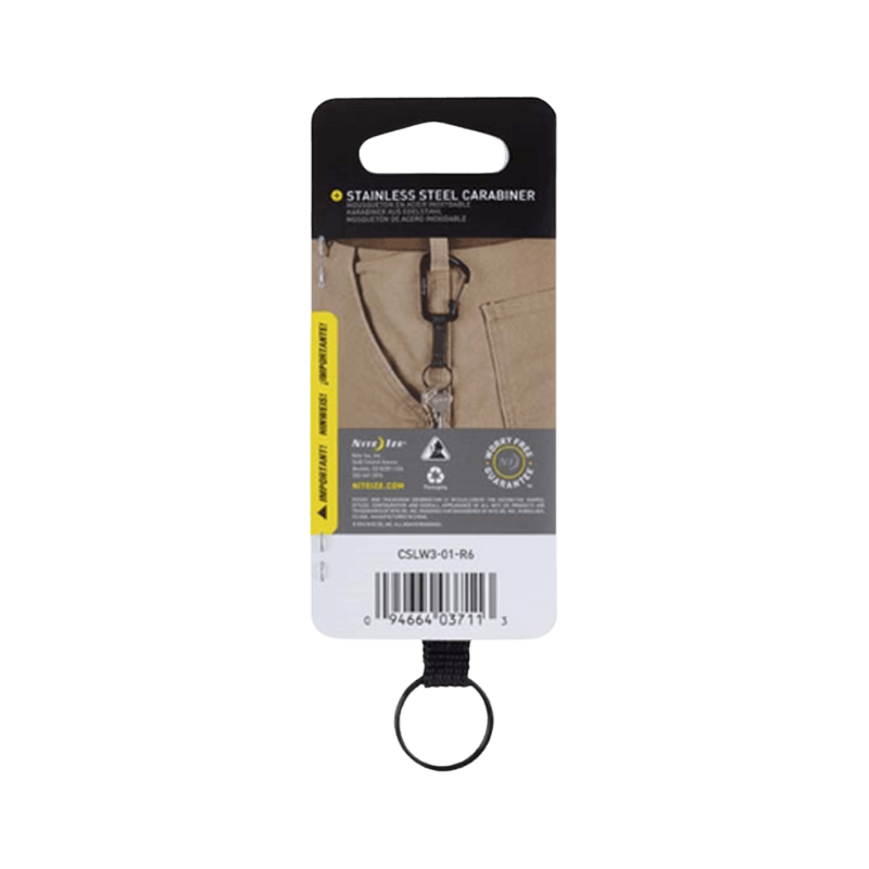 Nite Ize SlideLock Black Carabiner Key Ring 1.5 in.  | Gilford Hardware
