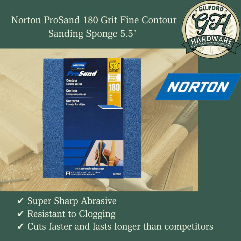 Norton ProSand 180 Grit Fine Contour Sanding Sponge 5.5" | Sandpaper & Sanding Sponges | Gilford Hardware & Outdoor Power Equipment