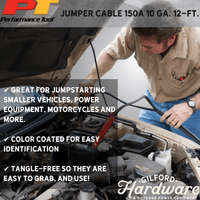 Thumbnail for Performance Tool Jumper Cable 150A 10 Ga. 12-ft. | Gilford Hardware