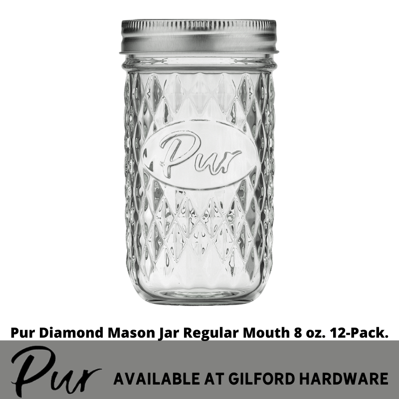 Pur Diamond Mason Jar Regular Mouth 8 oz. 12-Pack. | Canned & Jarred Fruits | Gilford Hardware & Outdoor Power Equipment