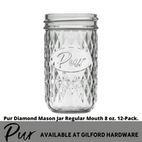 Thumbnail for Pur Diamond Mason Jar Regular Mouth 8 oz. 12-Pack. | Canned & Jarred Fruits | Gilford Hardware & Outdoor Power Equipment