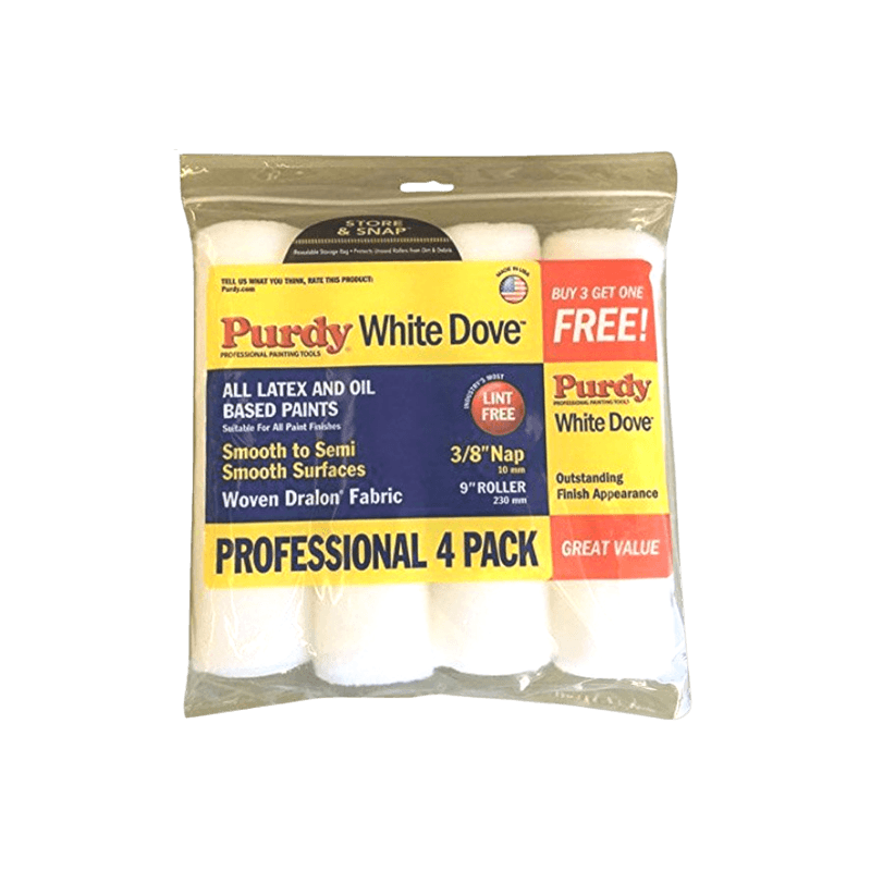 Purdy White Dove Paint Roller Cover 9" x 3/8" 4-Pack. | Gilford Hardware 