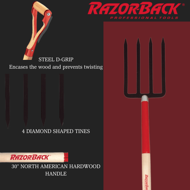 Razor-back Spading Fork Heavy-Duty 4 Tine | Gardening Forks | Gilford Hardware & Outdoor Power Equipment
