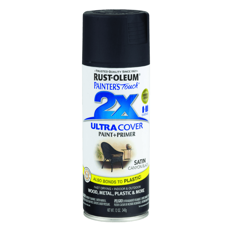 Rust-Oleum 2X Ultra Cover Satin Black Spray Paint 12 oz. | Gilford Hardware