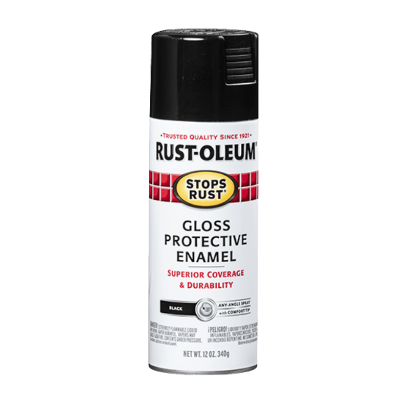 Rust-Oleum Stops Rust Gloss Black Spray Paint 12 oz. | Gilford Hardware
