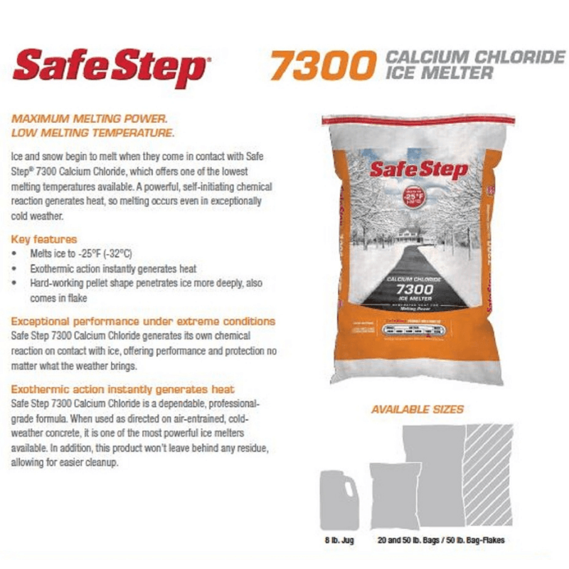 Safe Step 7300 Calcium Chloride Ice Melt - 8 lb Jug for Quick & Safe Melting
