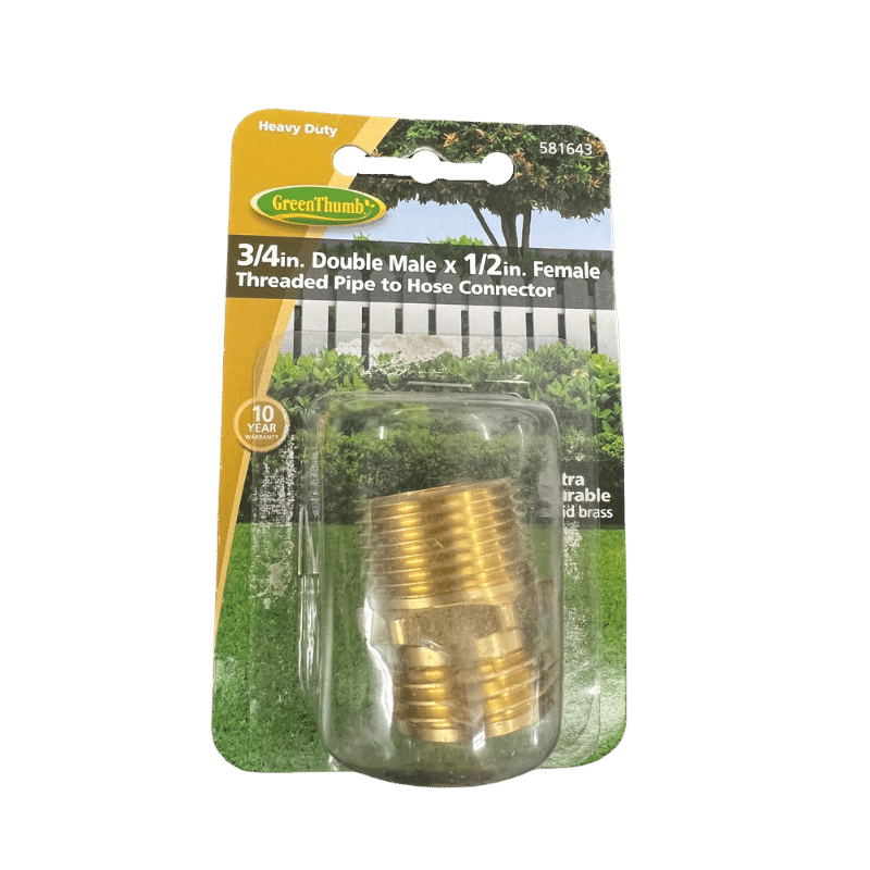 Green Thumb Hose To Pipe Connector 3/4" x 3/4" x 1/2" | Gilford Hardware 