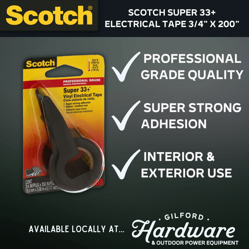 Scotch Super 33+ Electrical Tape 3/4" X 200" | Electrician Fish Tape | Gilford Hardware
