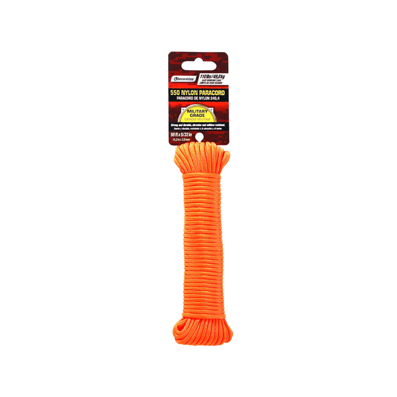 SecureLine Orange Braided Nylon Paracord 5/32" X 50' | Gilford Hardware