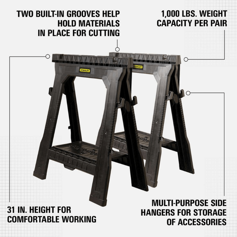 Stanley Portable Folding Sawhorse 2-Pack. | Saw Horses | Gilford Hardware & Outdoor Power Equipment