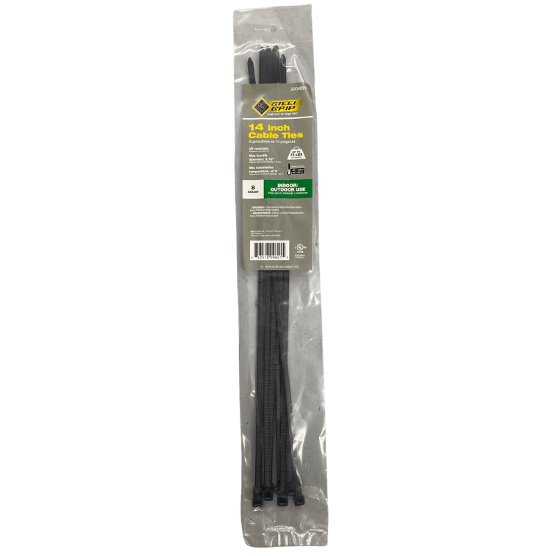 Steel Grip Black Cable Tie 14" 8-Pack. | Gilford Hardware