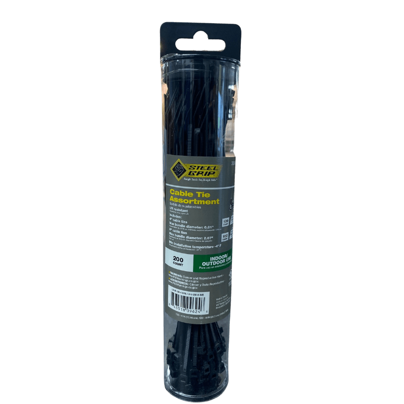 Steel Grip Black Cable Tie 4" and 8" 200-Pack. | Wire & Cable Ties | Gilford Hardware & Outdoor Power Equipment