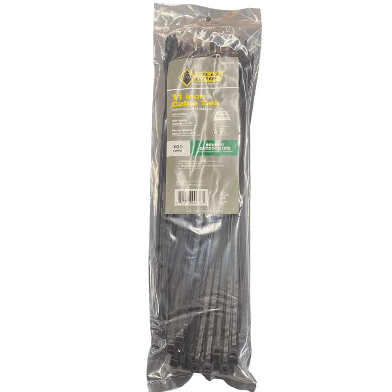Steel Grip Black Cable Tie 11" 100-Pack. | Wire & Cable Ties | Gilford Hardware & Outdoor Power Equipment