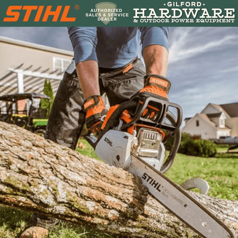 STIHL MS 180 C-BE, How to mount and bar the chain, tension the saw chain