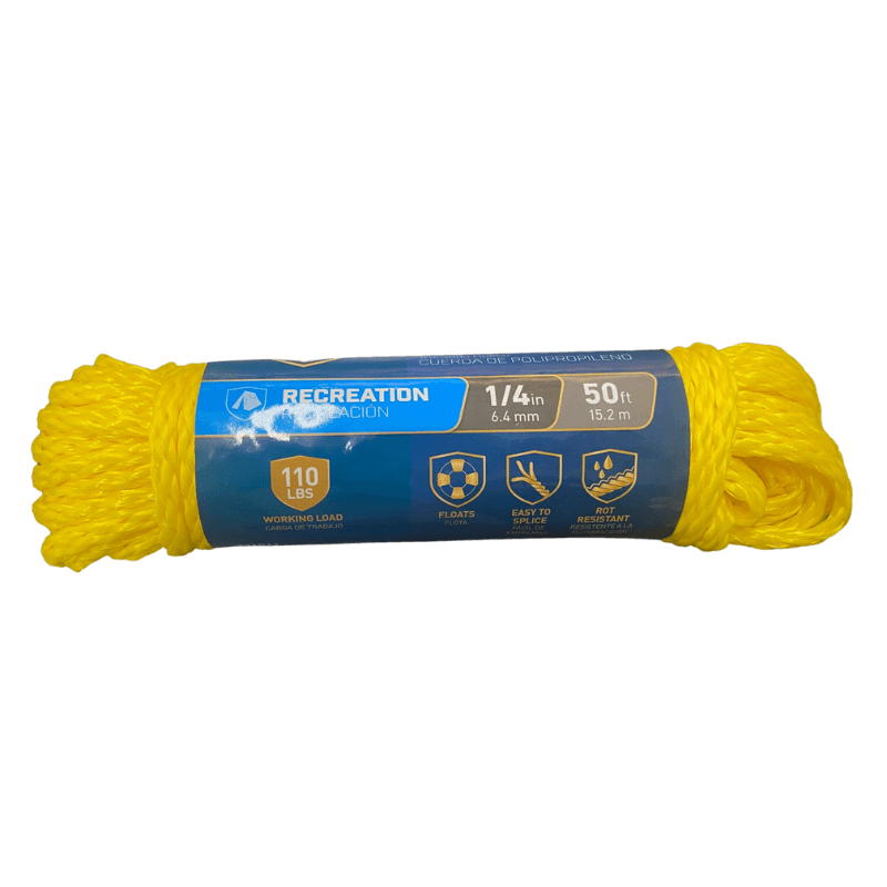 Tru Guard Yellow Poly Rope Hollow-core 1/4" x 50' | Rope | Gilford Hardware & Outdoor Power Equipment