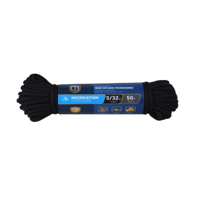 TruGuard Paracord Nylon Rope Black 5/32" x 50' | Gilford Hardware
