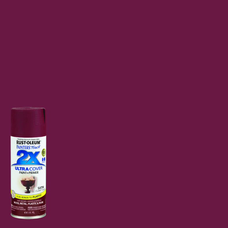 Rust-Oleum 2X Satin Claret Wine Paint+Primer Spray Paint 12 oz. | Gilford Hardware