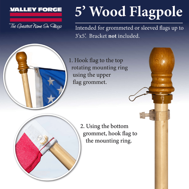 Valley Forge Wood Flag Pole 60"  | Gilford Hardware