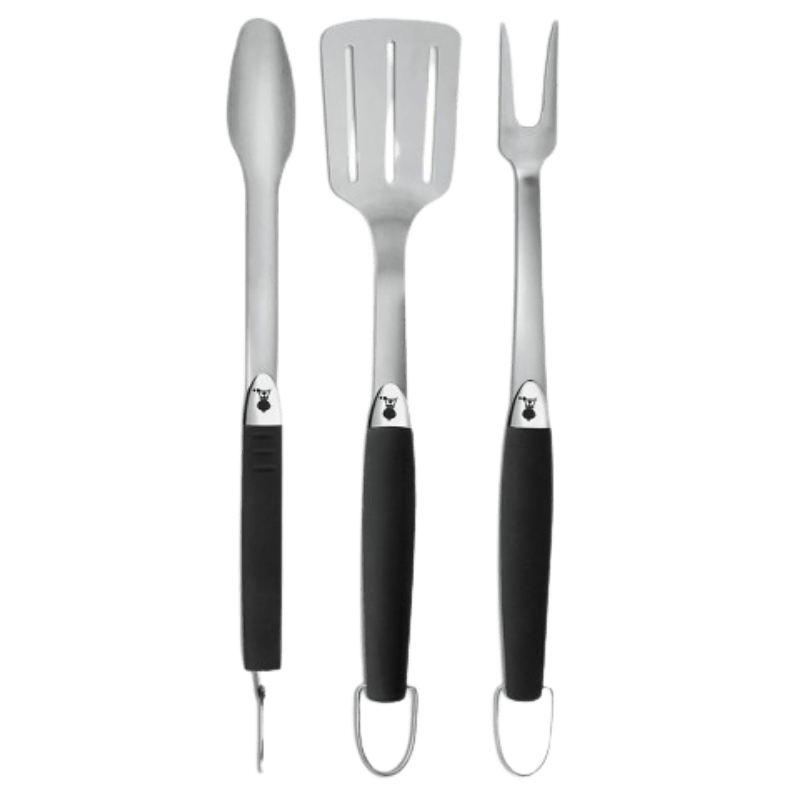 Weber Precision Grill Tongs and Spatula Set in Black and Stainless Steel
