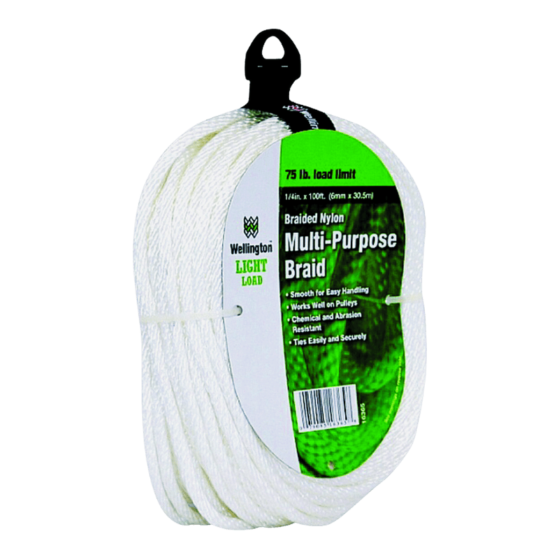 Wellington White Solid Braided Nylon Rope 1/4" X 100' | Ropes & Hardware Cable | Gilford Hardware & Outdoor Power Equipment