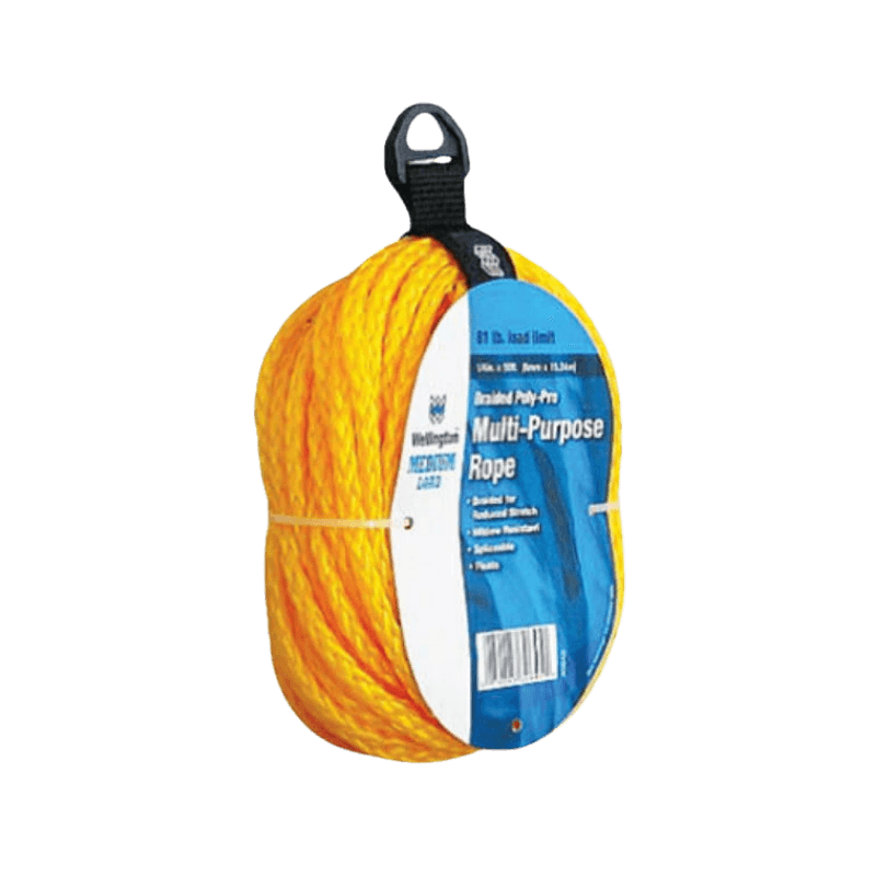 Wellington Yellow Braided Poly Rope 1/4" X 100' | Gilford Hardware