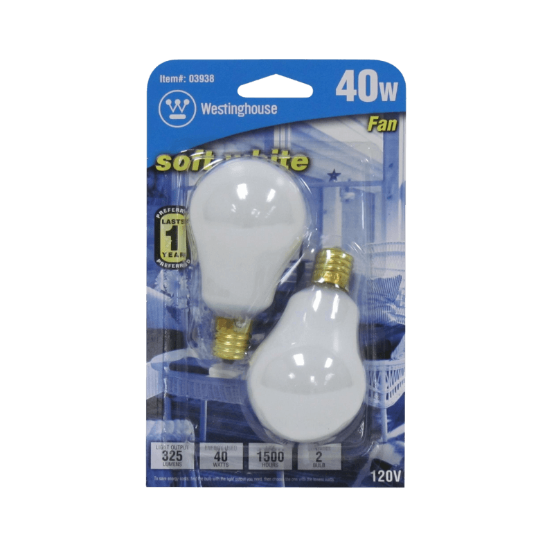 Westinghouse 40 watts A15 A-Line Incandescent Bulb E17 (Intermediate) Soft White 2-Pack. | Gilford Hardware & Outdoor Power Equipment