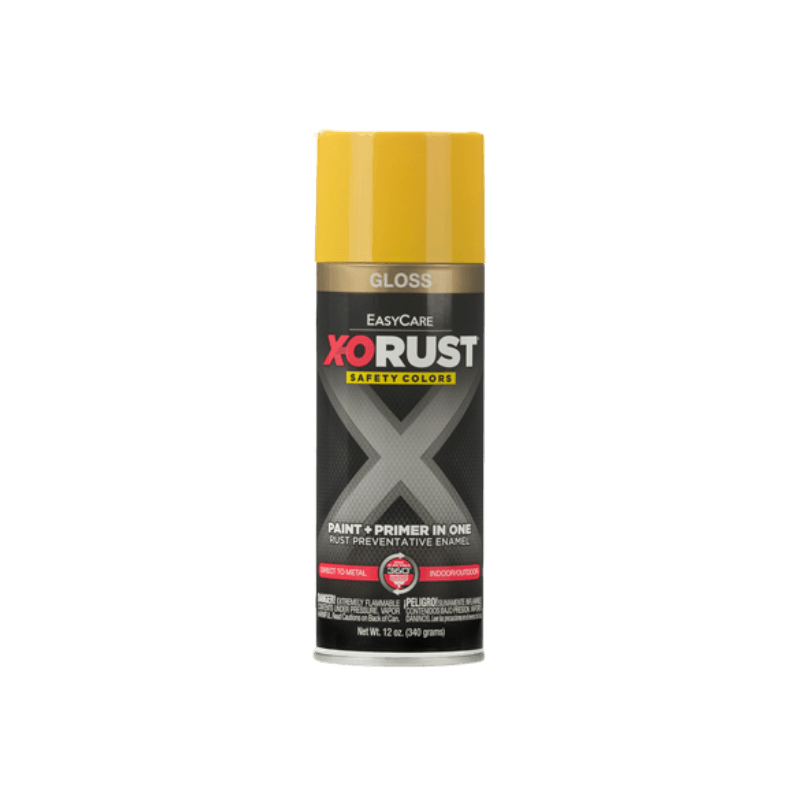 X-O RUST Anti-Rust Safety Yellow Gloss Enamel Spray Paint & Primer 12 oz. | Gilford Hardware 